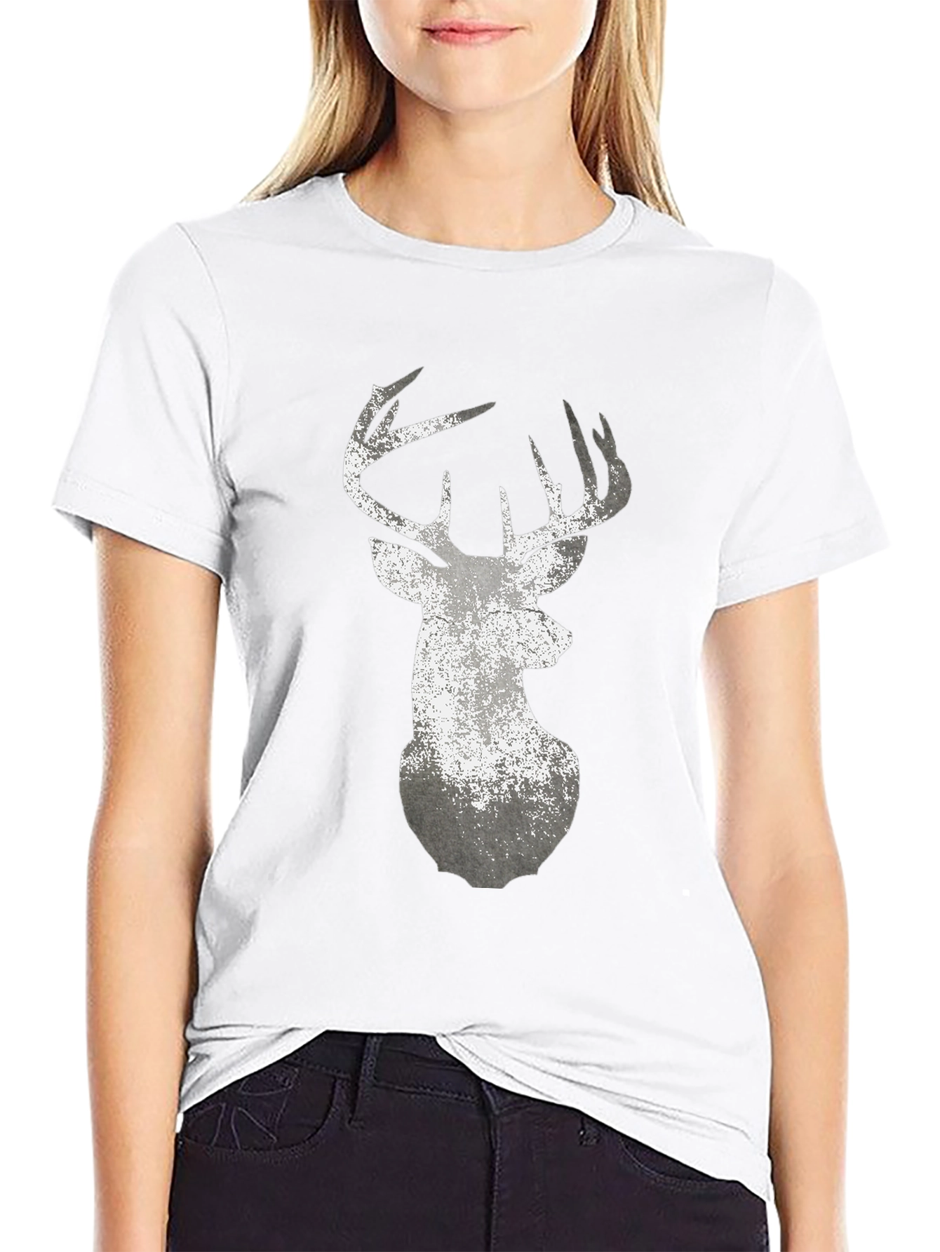 Deer Graphic T-Shirt - Distressed Print