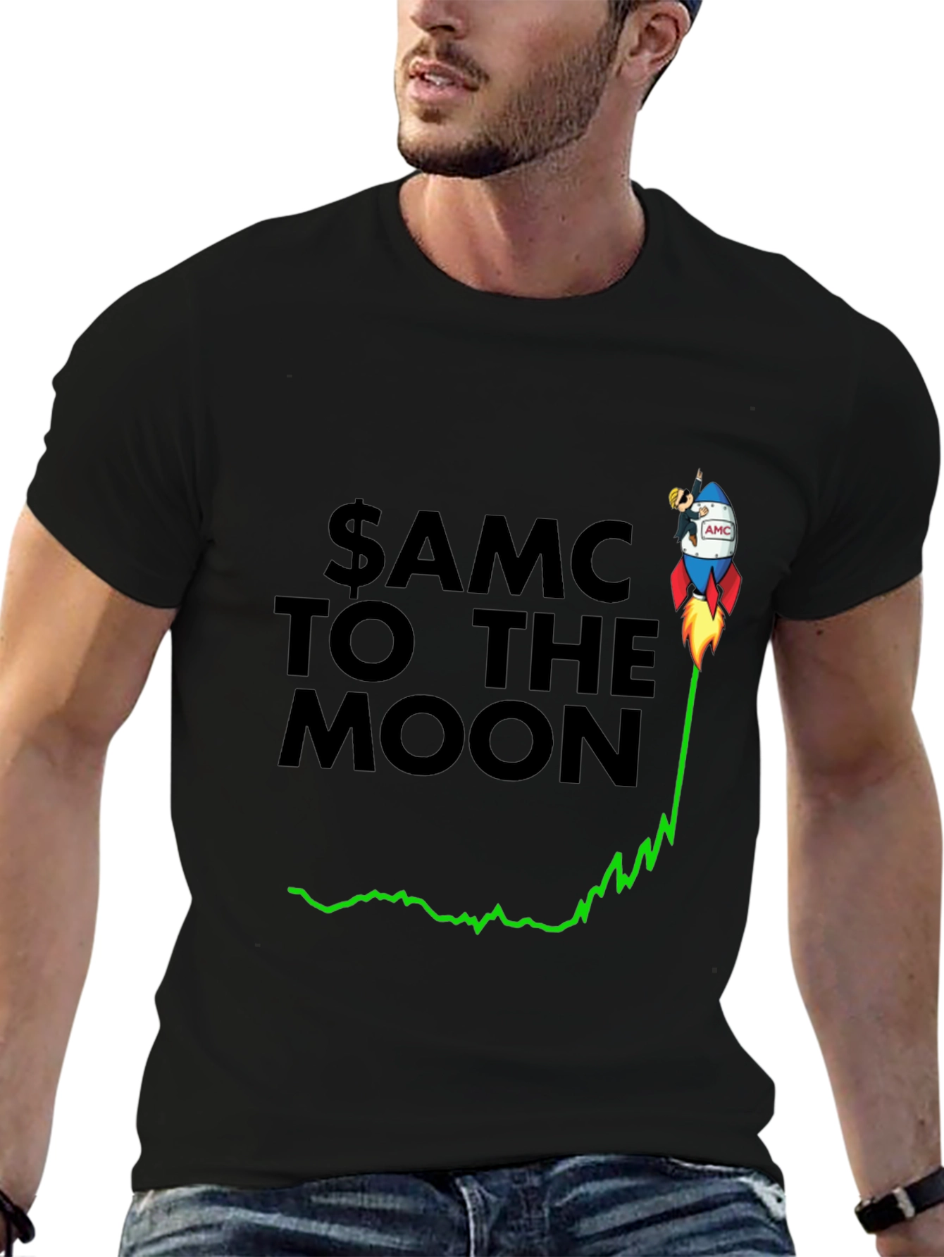 AMC to the Moon Black Graphic Tee