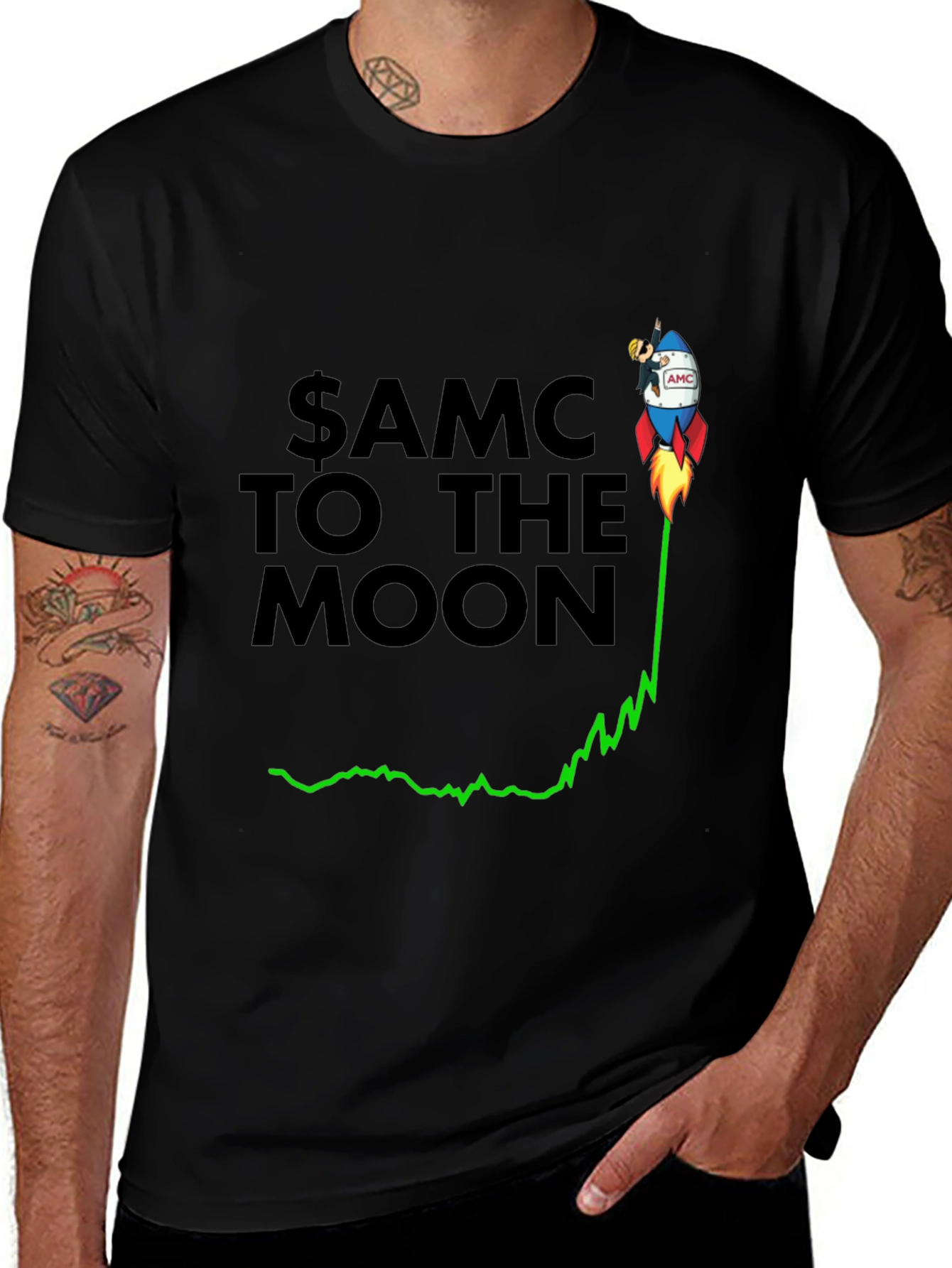 AMC to the Moon Black Graphic Tee