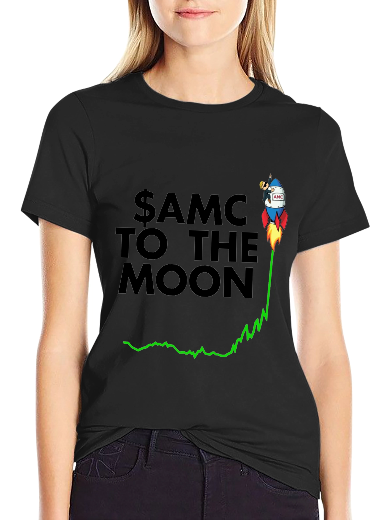 AMC to the Moon Black Graphic Tee