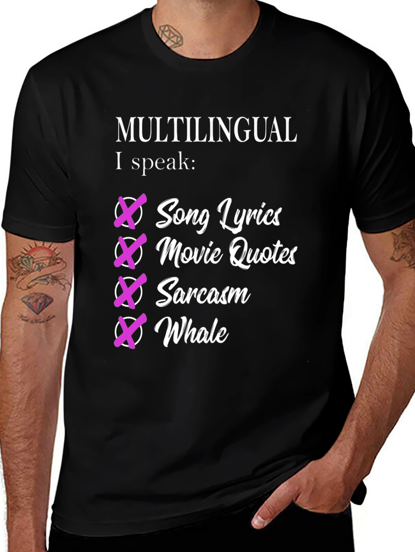Multilingual Humorous Graphic T-Shirt