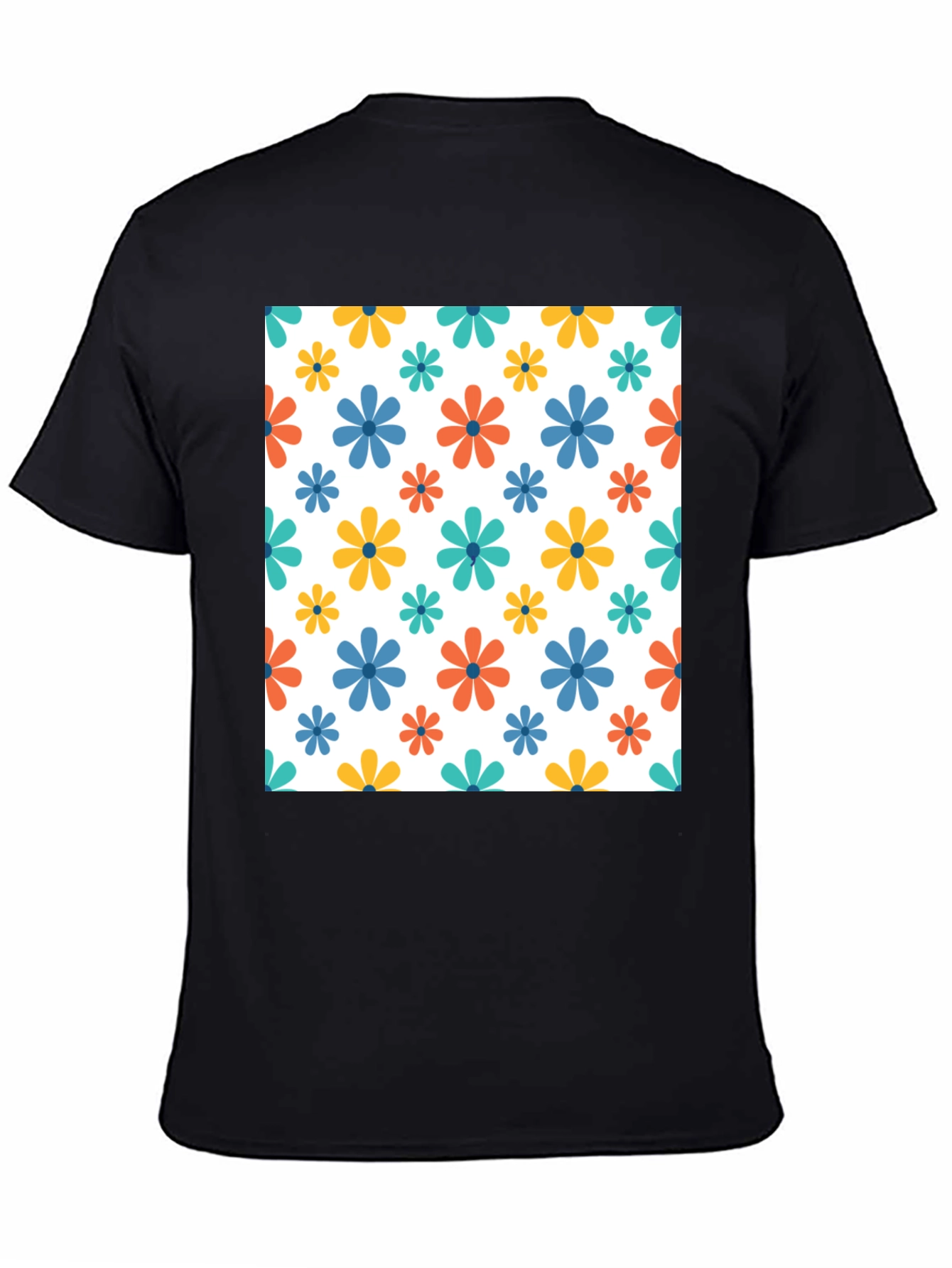 Floral Patterned Black T-Shirt
