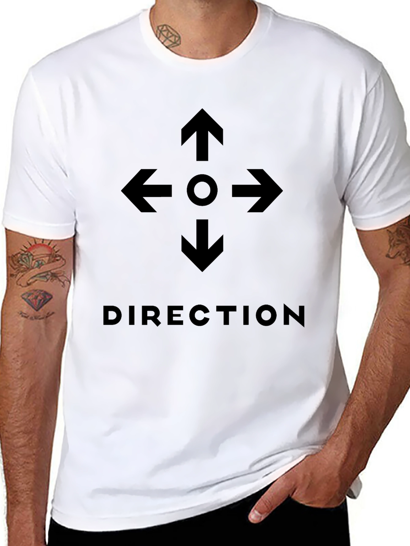 Direction Arrows Graphic Tee - Modern Compass Design