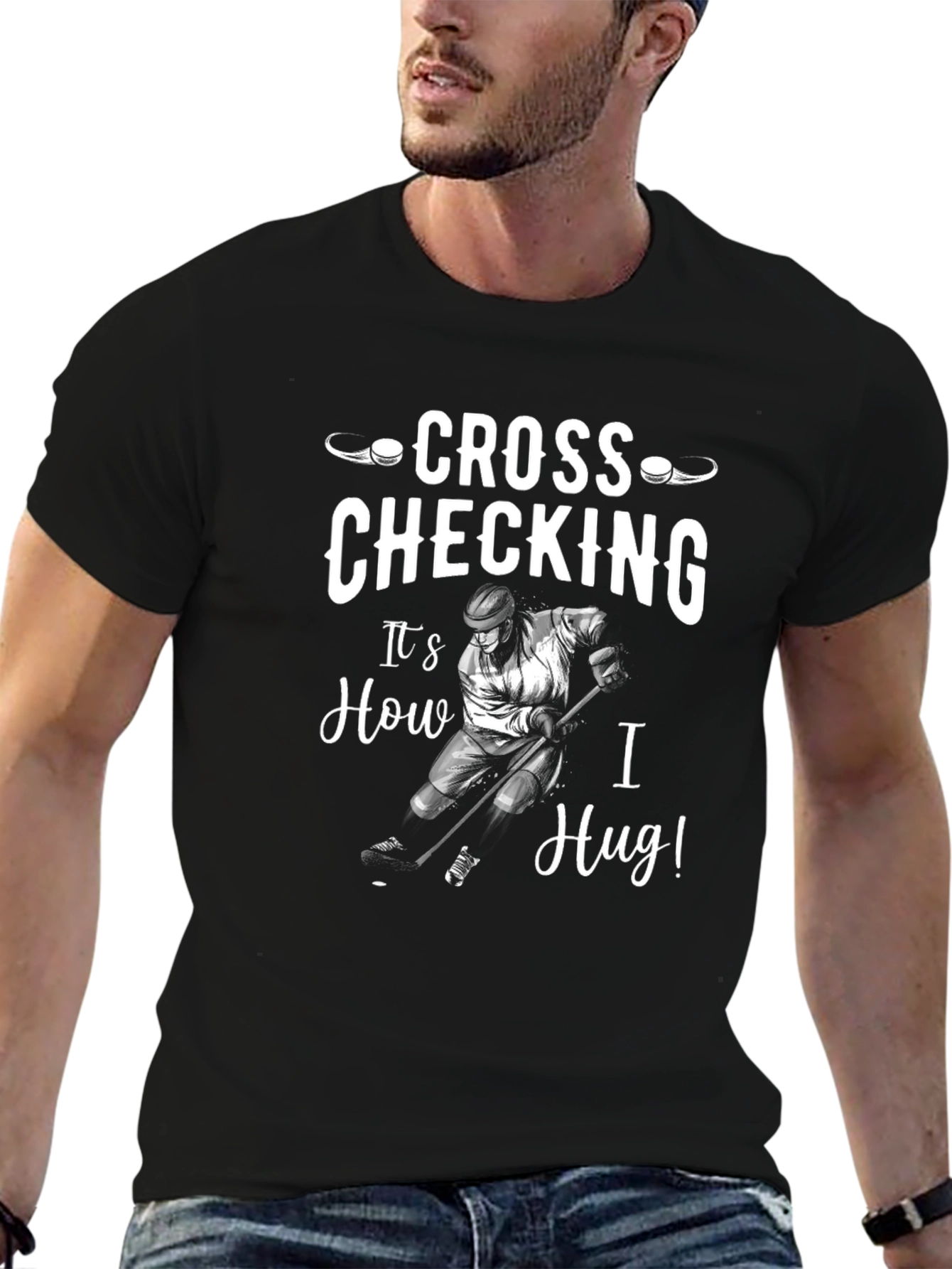Cross Checking Hockey T-Shirt - Funny Sports Tee