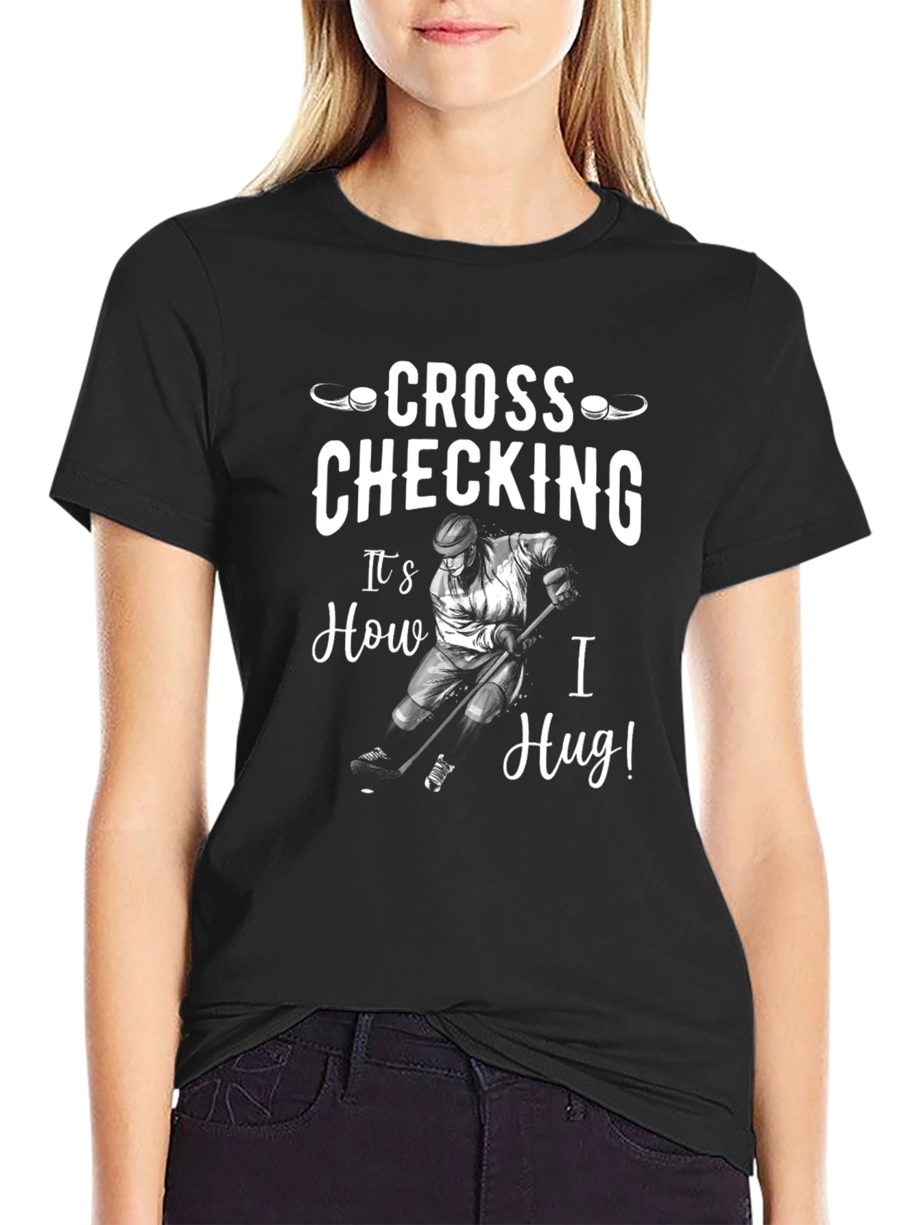 Cross Checking Hockey T-Shirt - Funny Sports Tee