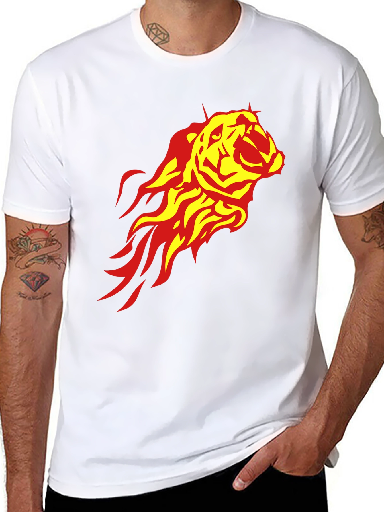 Fiery Tiger Graphic Tee - Black Casual Shirt