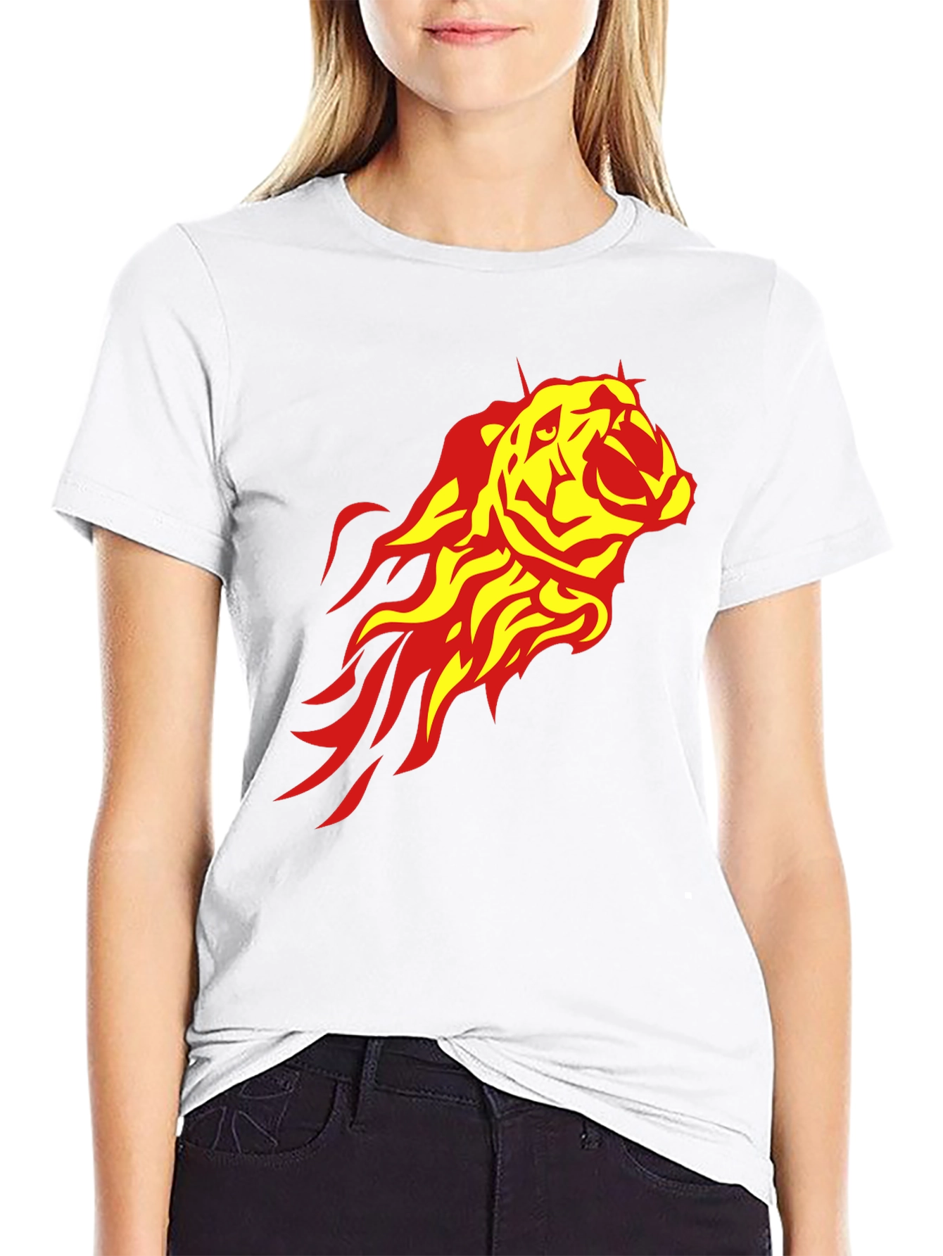 Fiery Tiger Graphic Tee - Black Casual Shirt