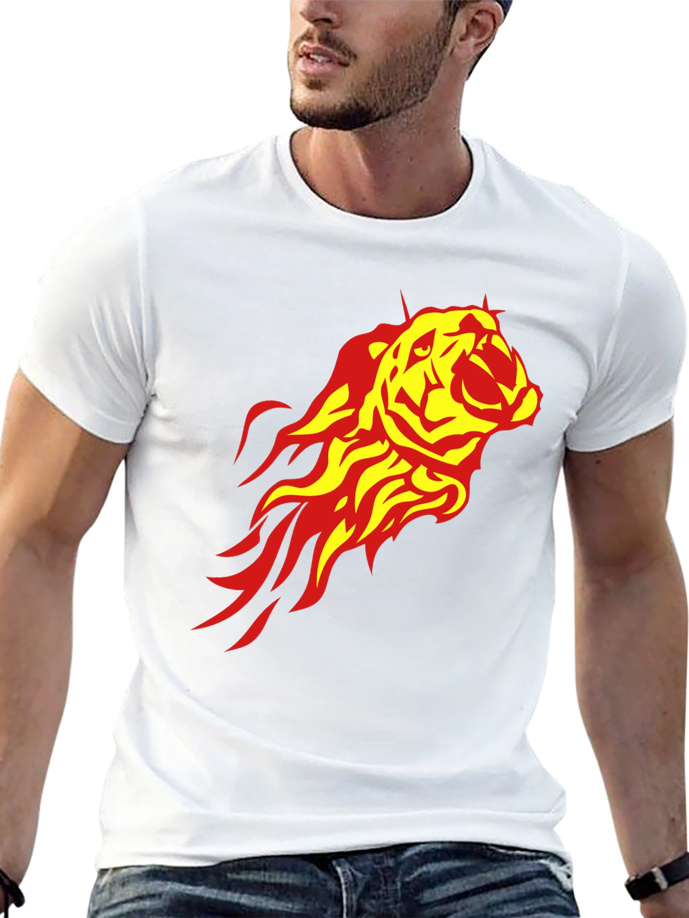 Fiery Tiger Graphic Tee - Black Casual Shirt