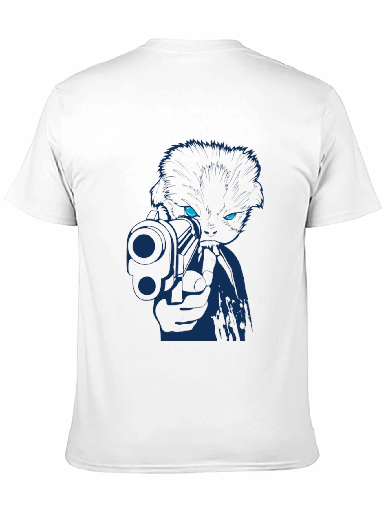 Cat With Gun Graphic Tee - Cool Novelty T-Shirt