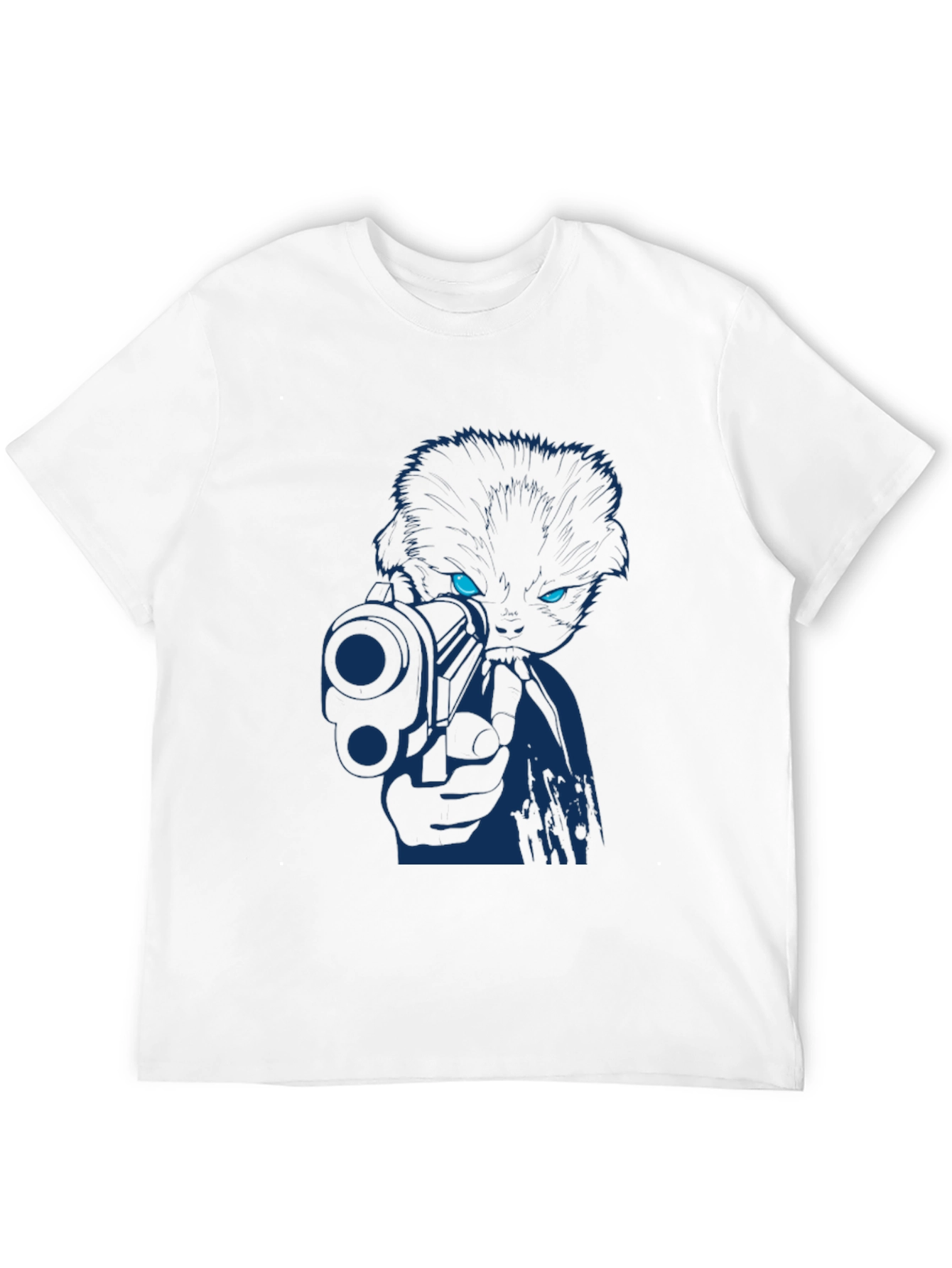 Cat With Gun Graphic Tee - Cool Novelty T-Shirt