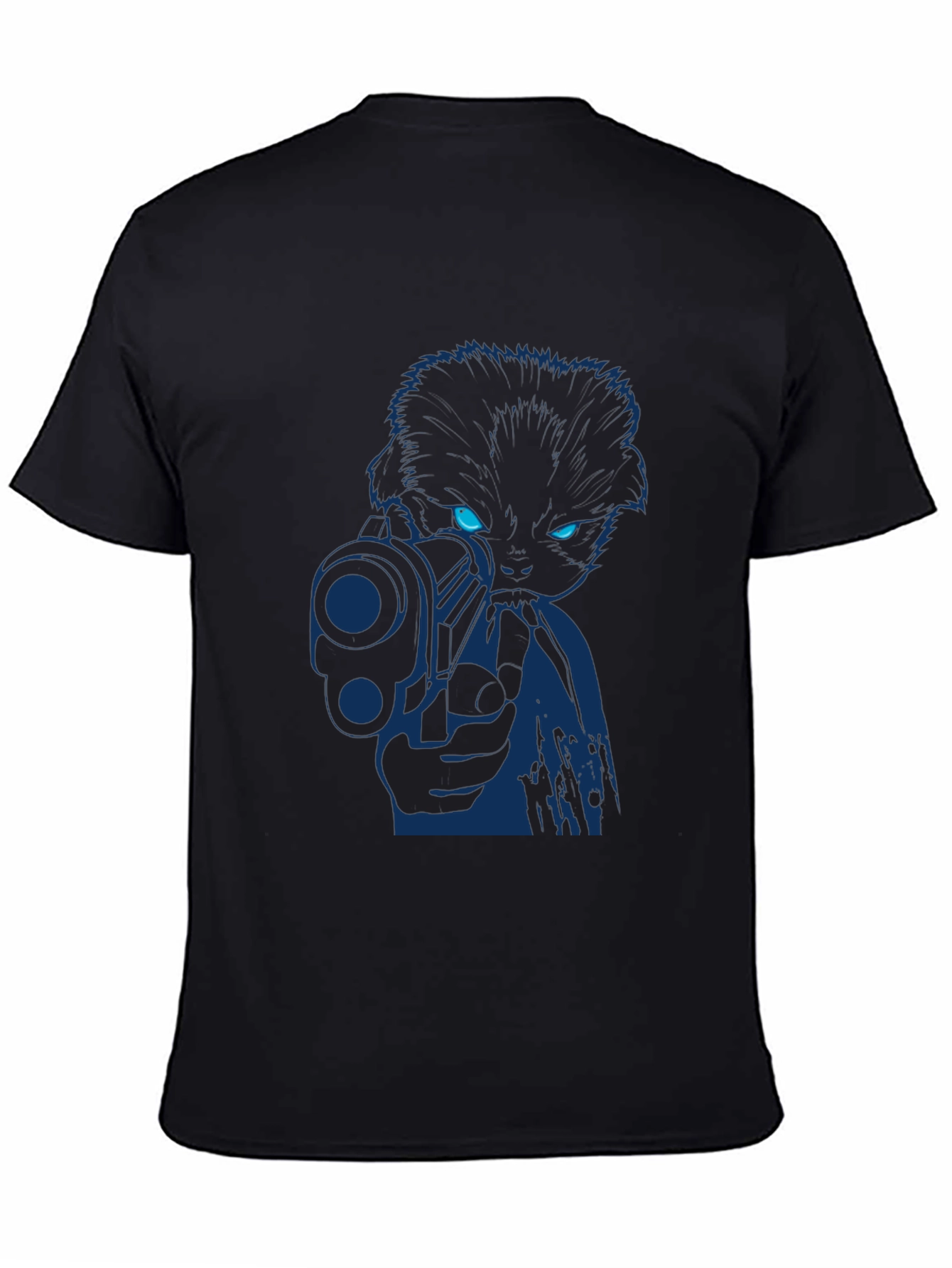 Cat With Gun Graphic Tee - Cool Novelty T-Shirt
