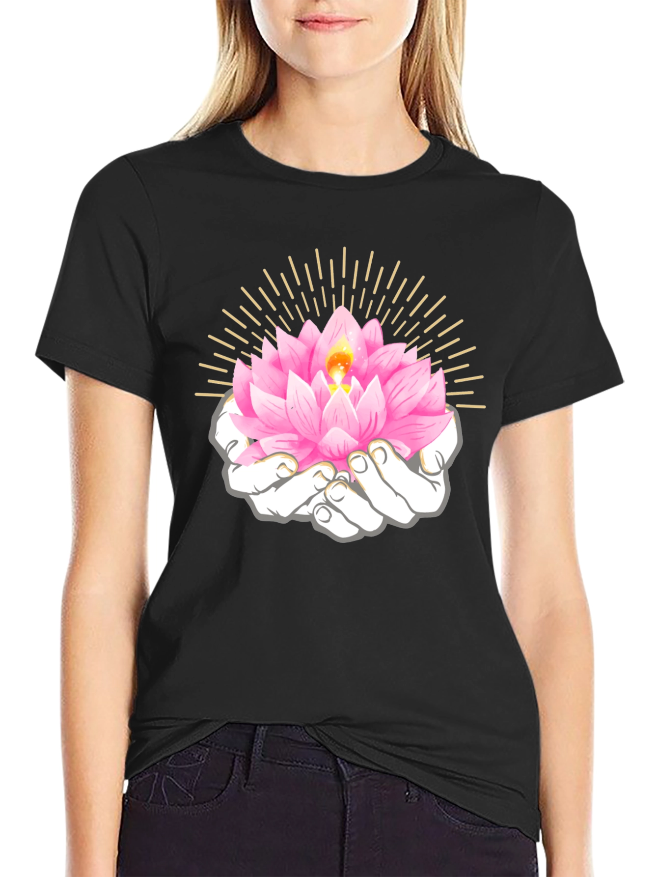 Lotus Hands Graphic Tee - Spiritual Shirt