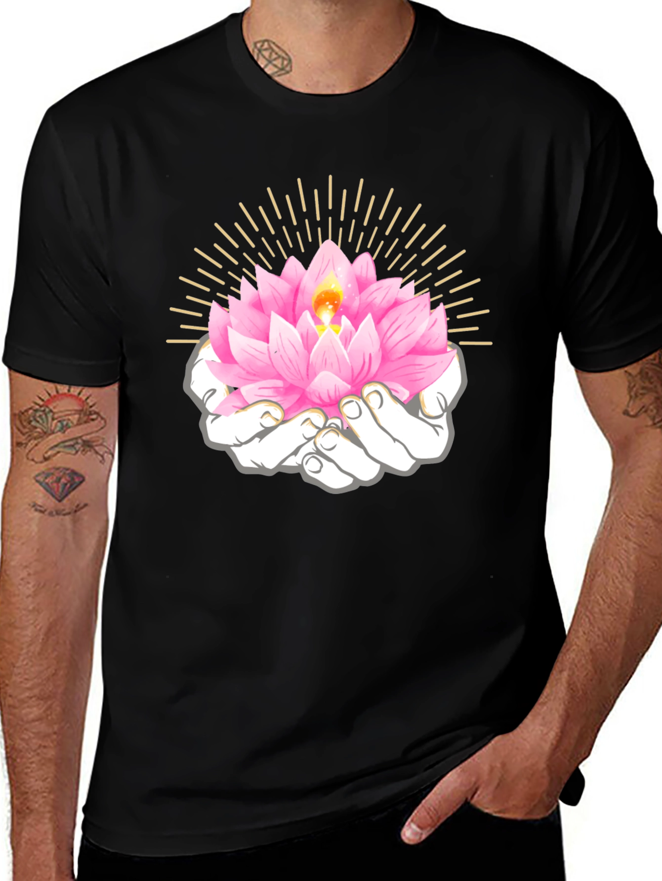 Lotus Hands Graphic Tee - Spiritual Shirt