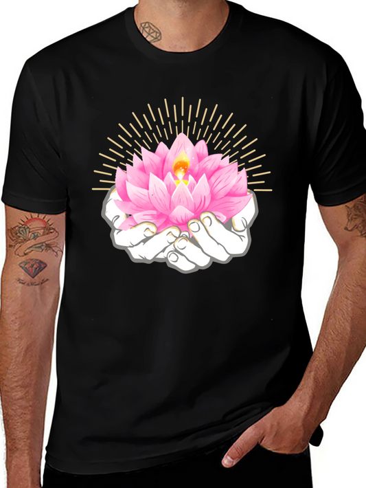 Lotus Hands Graphic Tee - Spiritual Shirt