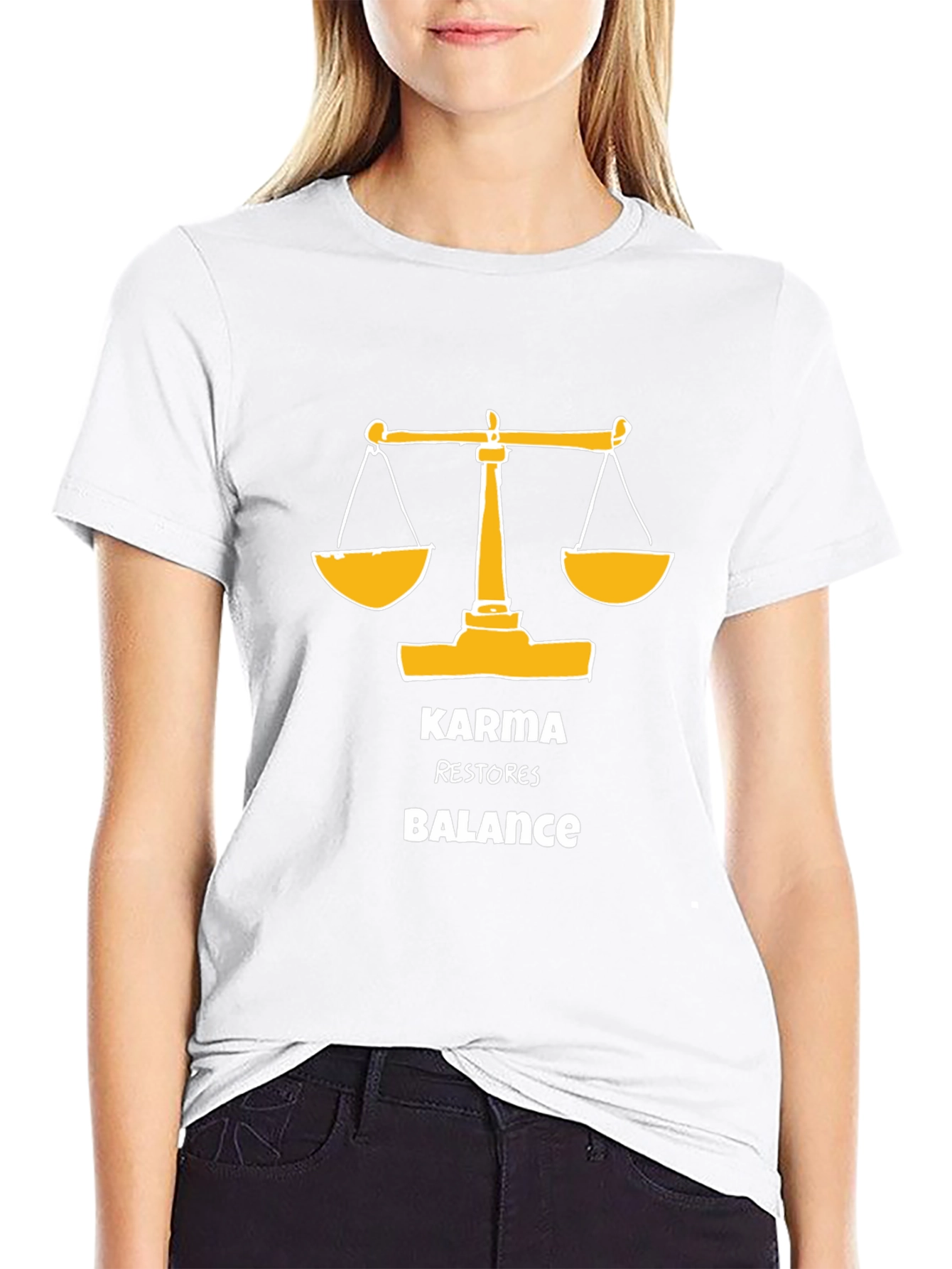 Karma Restores Balance Black Graphic T-Shirt