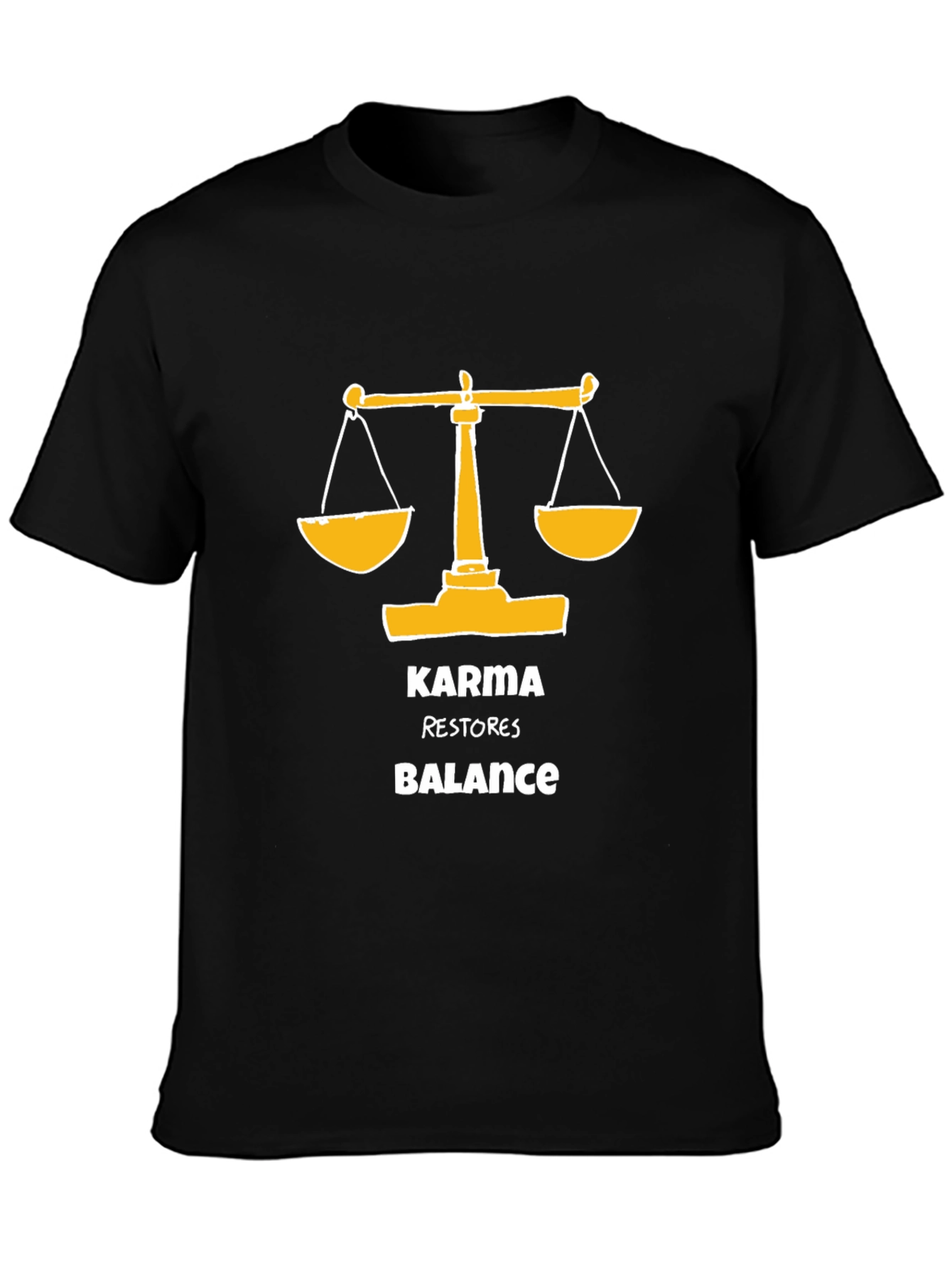 Karma Restores Balance Black Graphic T-Shirt