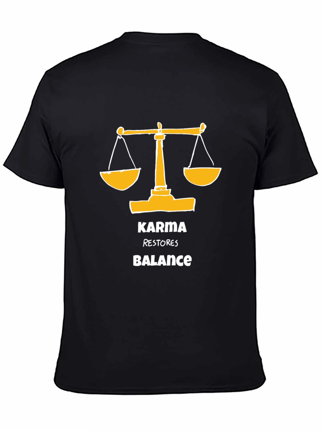 Karma Restores Balance Black Graphic T-Shirt