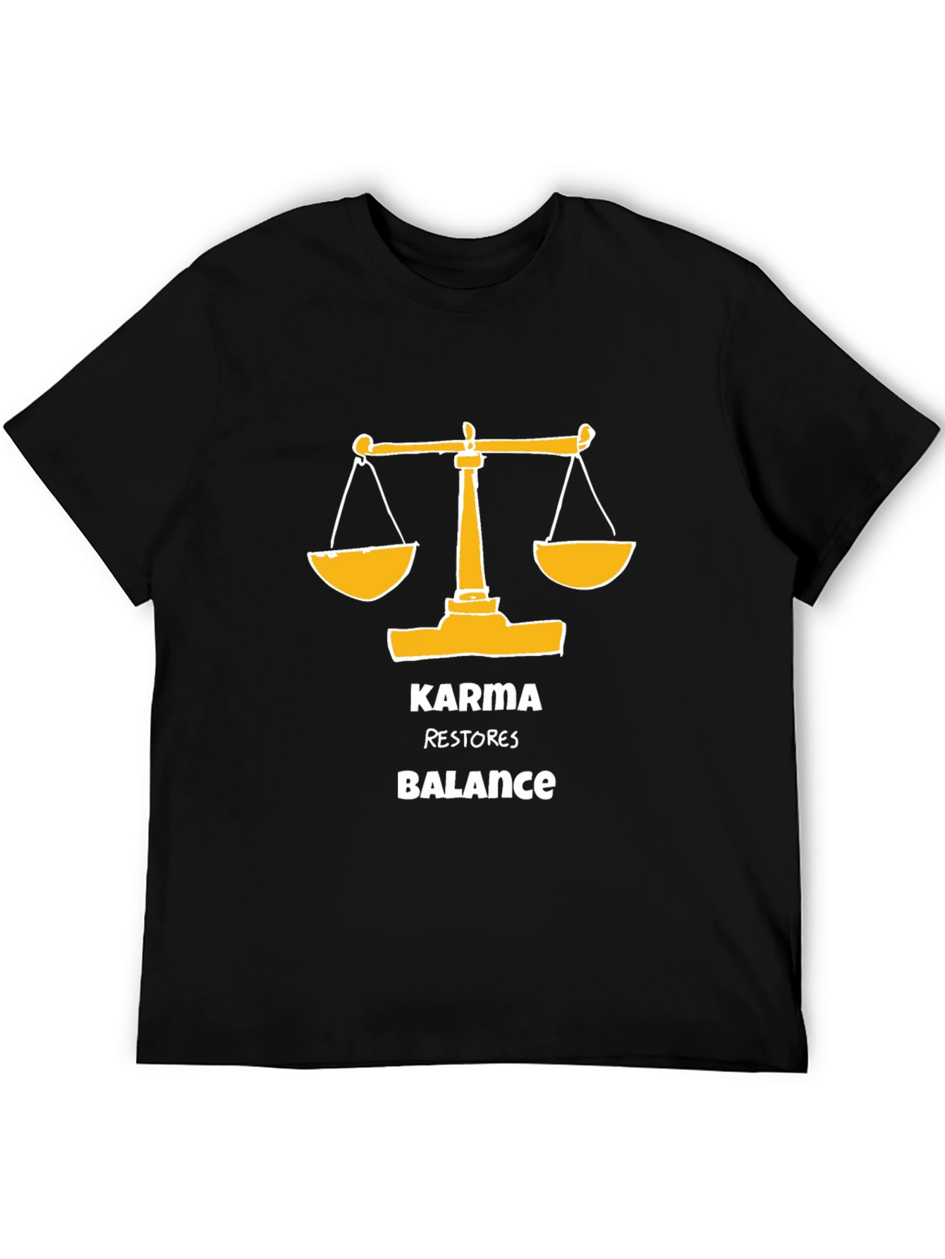 Karma Restores Balance Black Graphic T-Shirt