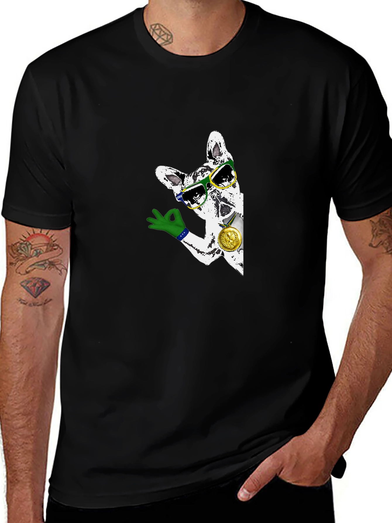 Cool Dog Graphic T-Shirt - Black