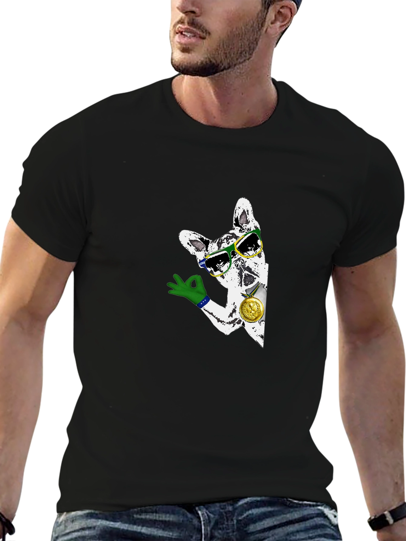 Cool Dog Graphic T-Shirt - Black