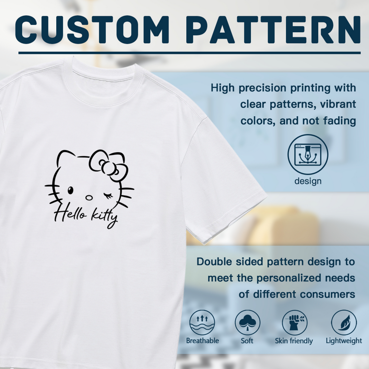Minimal Line?Art Wink Hello Kitty Simple Plus?Size T?Shirt