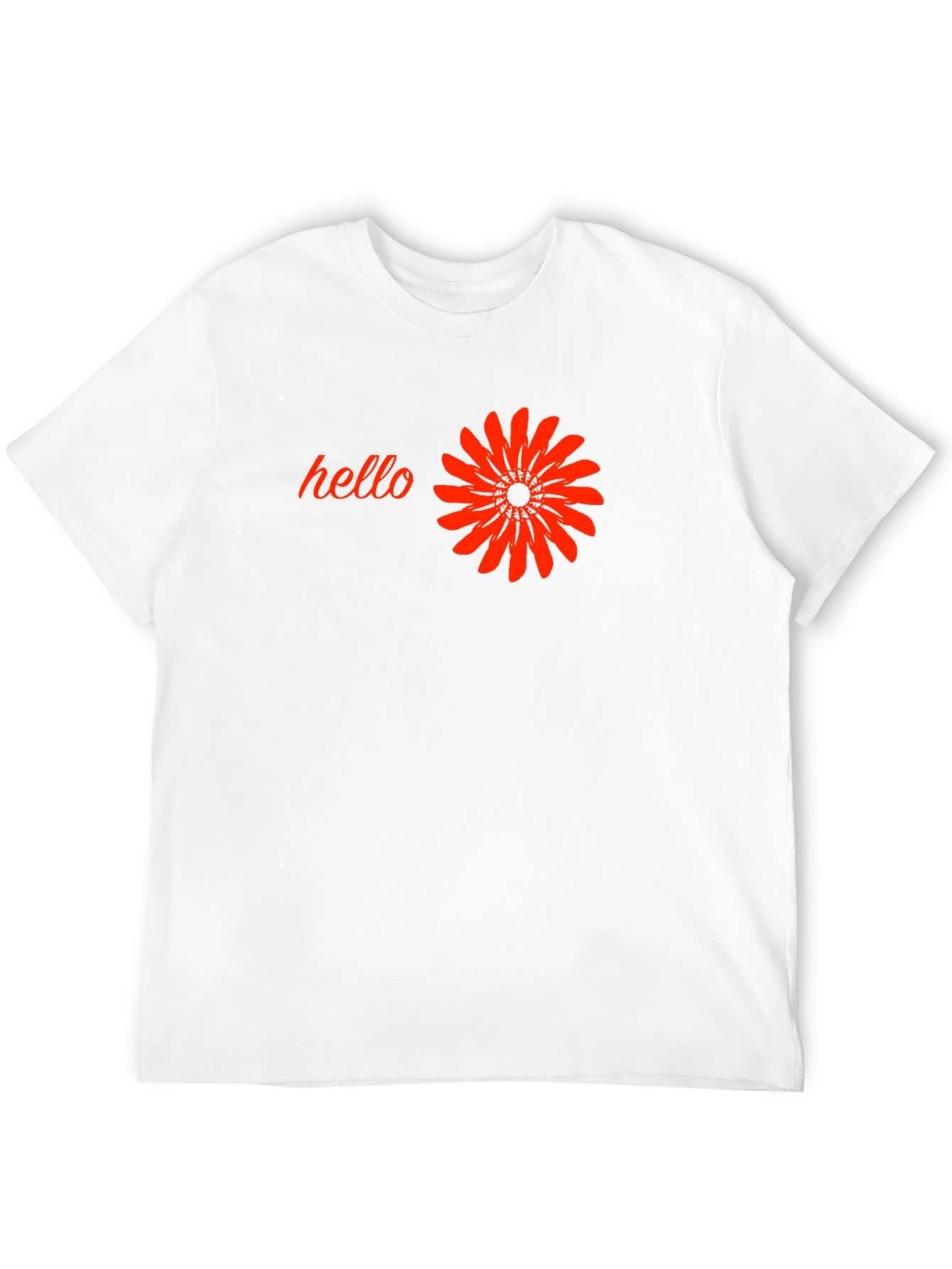Black T-Shirt with Hello and Flower Design