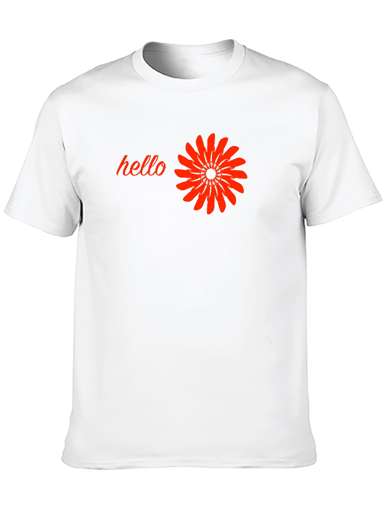 Black T-Shirt with Hello and Flower Design