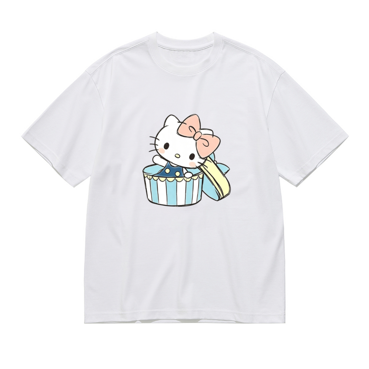Gift?Box Hello Kitty Sweet Simple Cartoon Plus?Size Women T?Shirt