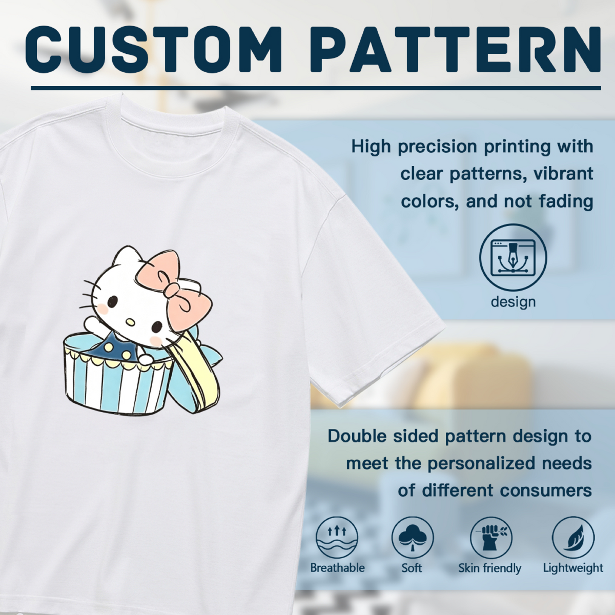 Gift?Box Hello Kitty Sweet Simple Cartoon Plus?Size Women T?Shirt