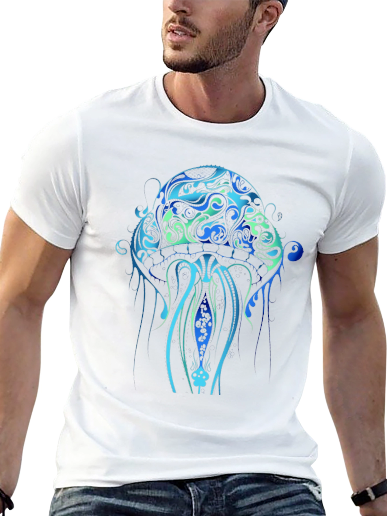 Jellyfish Graphic Print Black T-Shirt