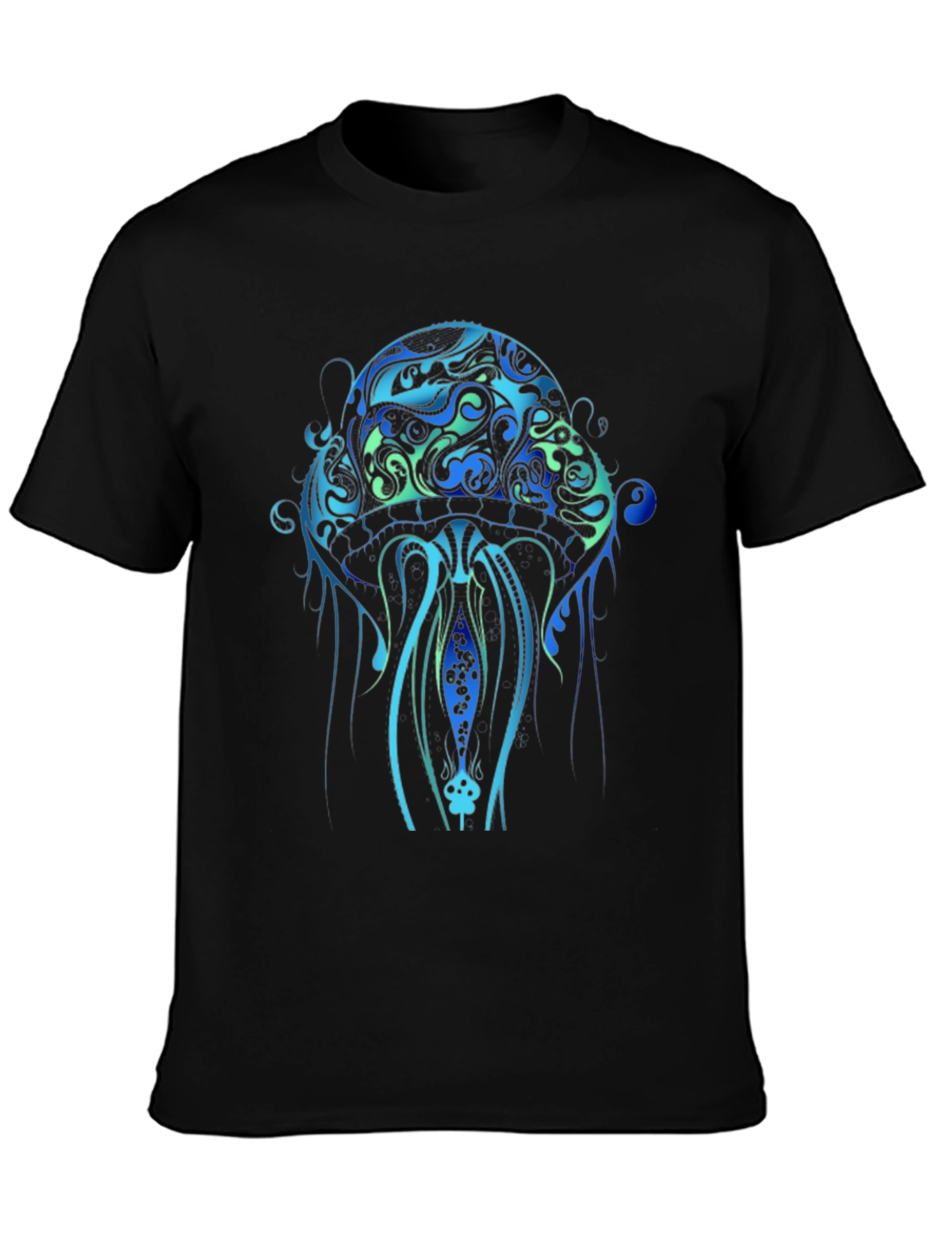 Jellyfish Graphic Print Black T-Shirt