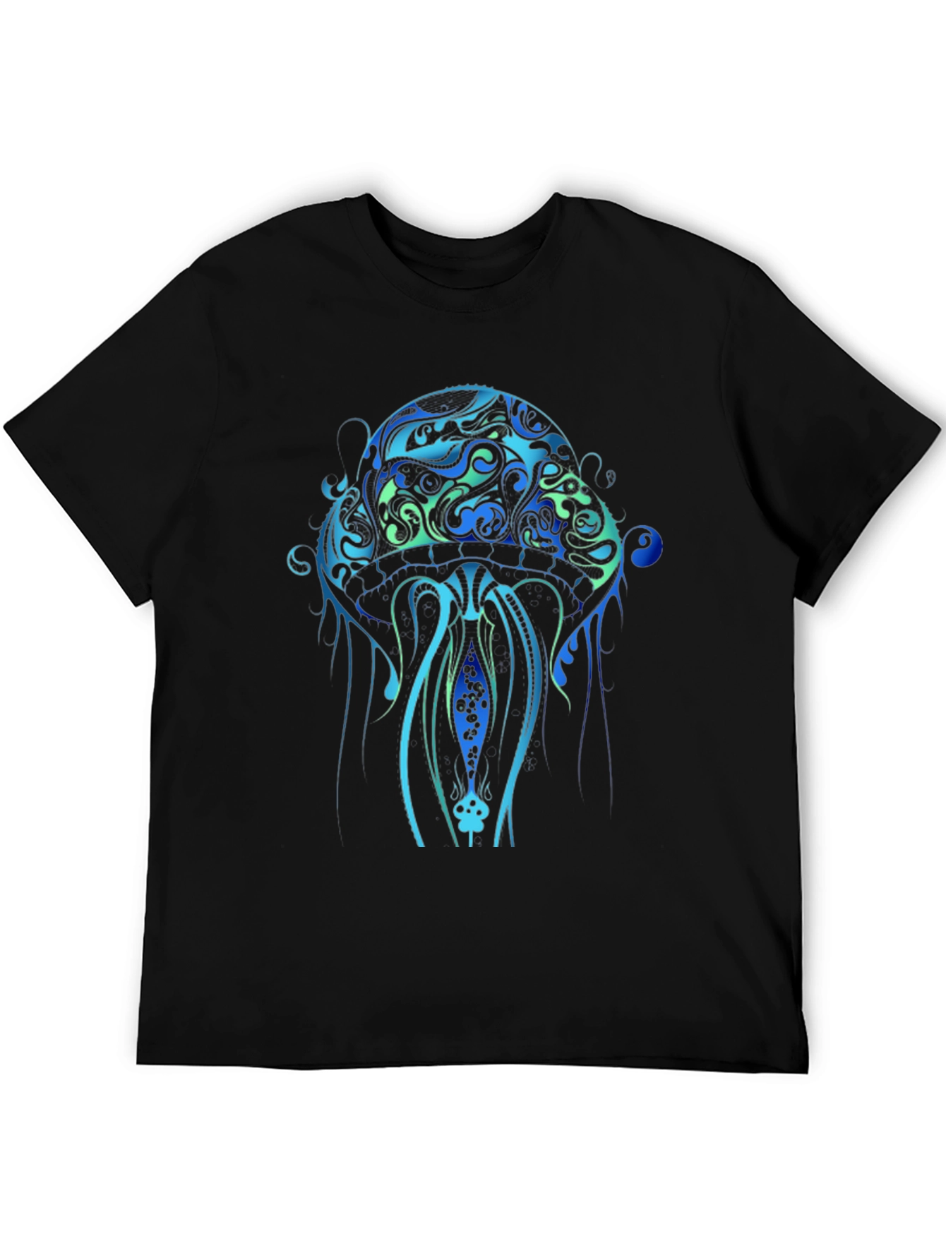 Jellyfish Graphic Print Black T-Shirt