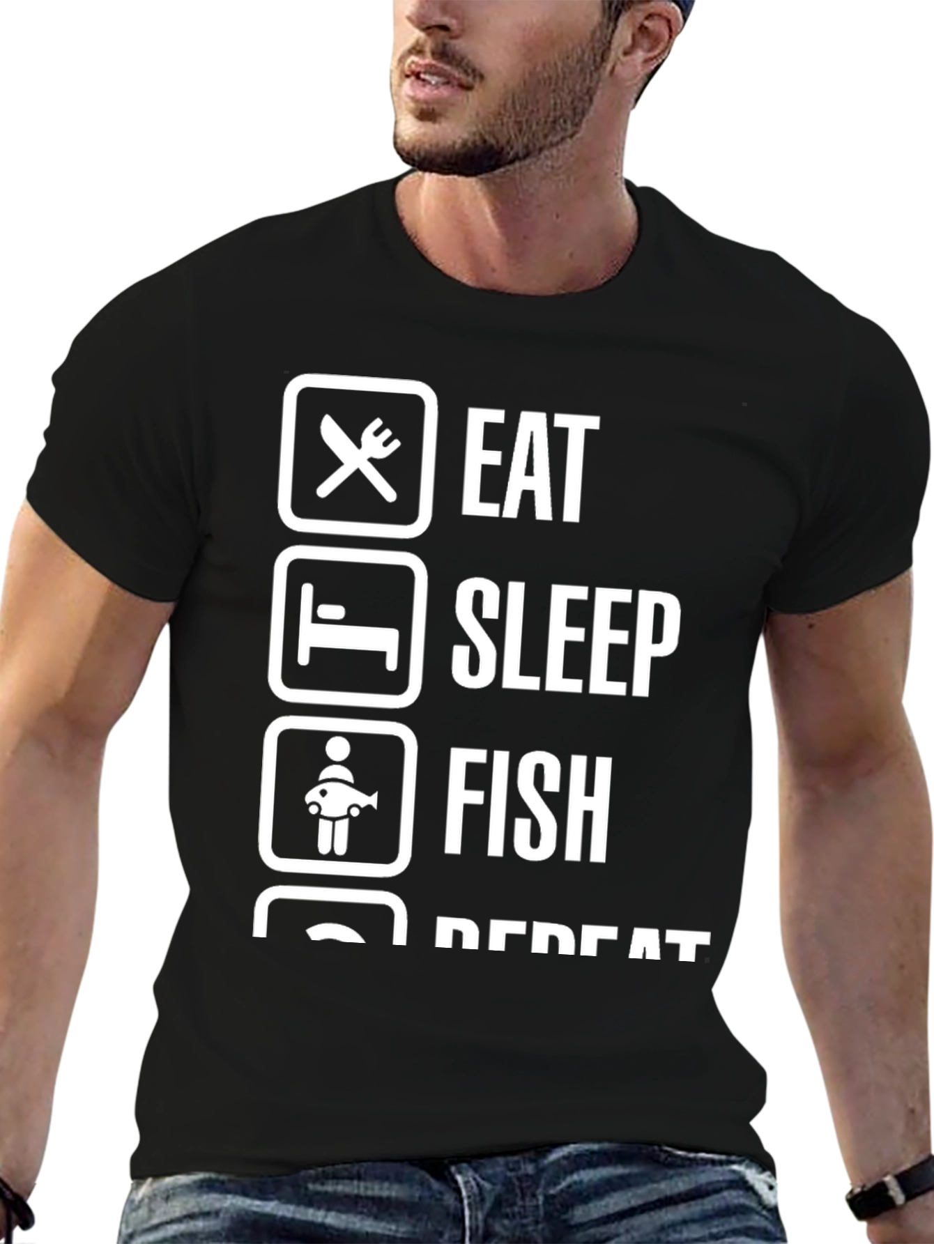 Eat Sleep Fish Repeat Graphic T-Shirt