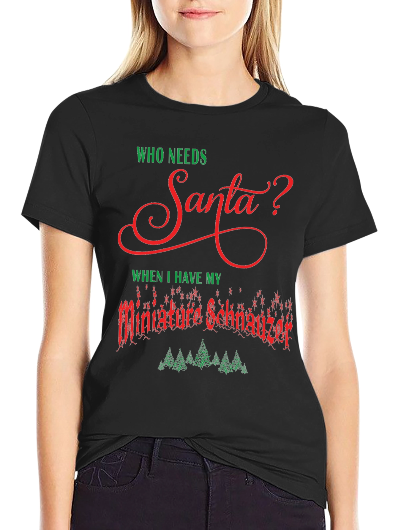 Funny Dog Christmas T-Shirt: Miniature Schnauzer Santa?