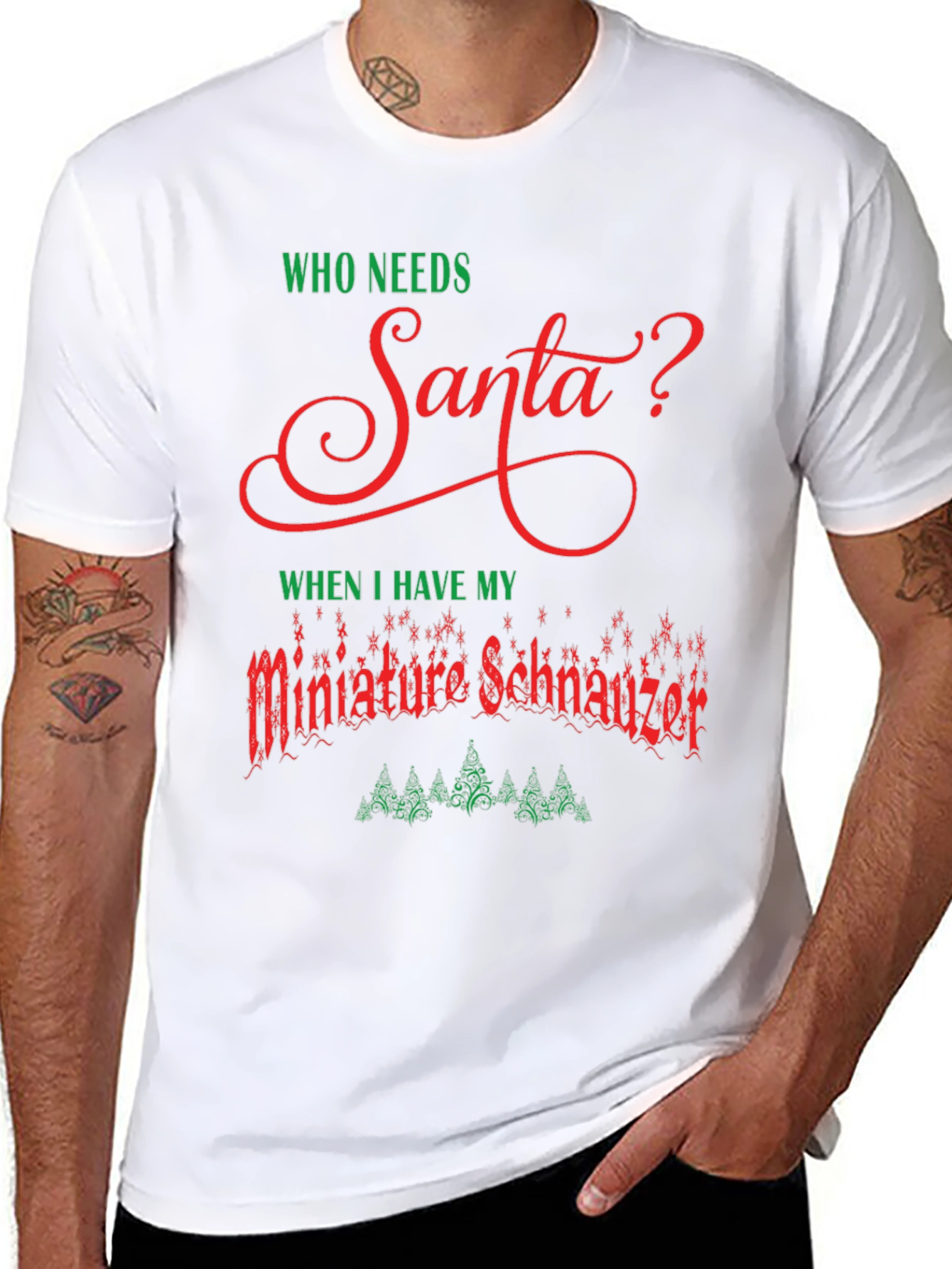 Funny Dog Christmas T-Shirt: Miniature Schnauzer Santa?