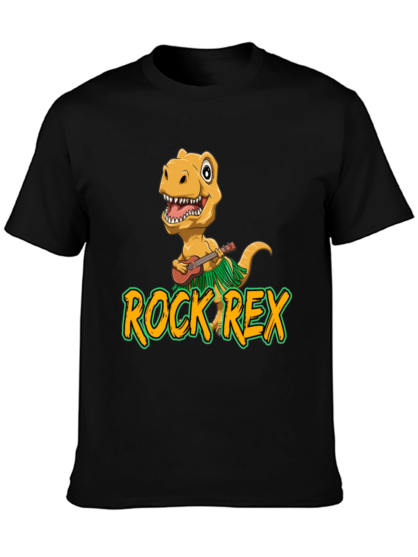 Rock Rex T-Shirt - Dinosaur Ukulele Design