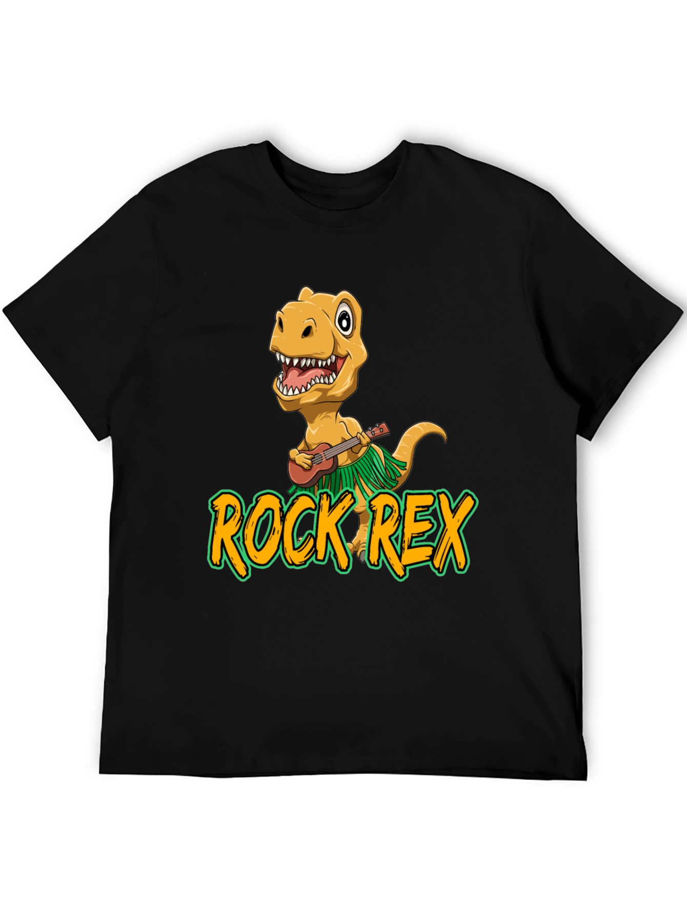 Rock Rex T-Shirt - Dinosaur Ukulele Design