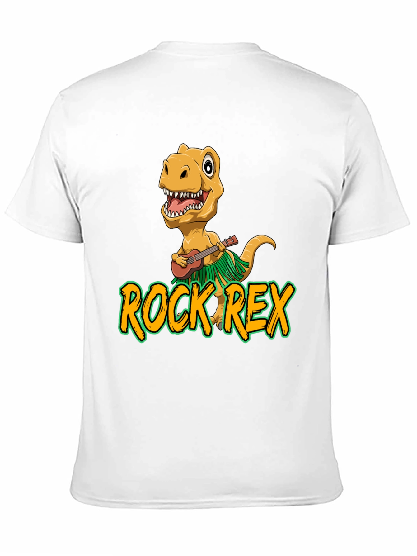 Rock Rex T-Shirt - Dinosaur Ukulele Design