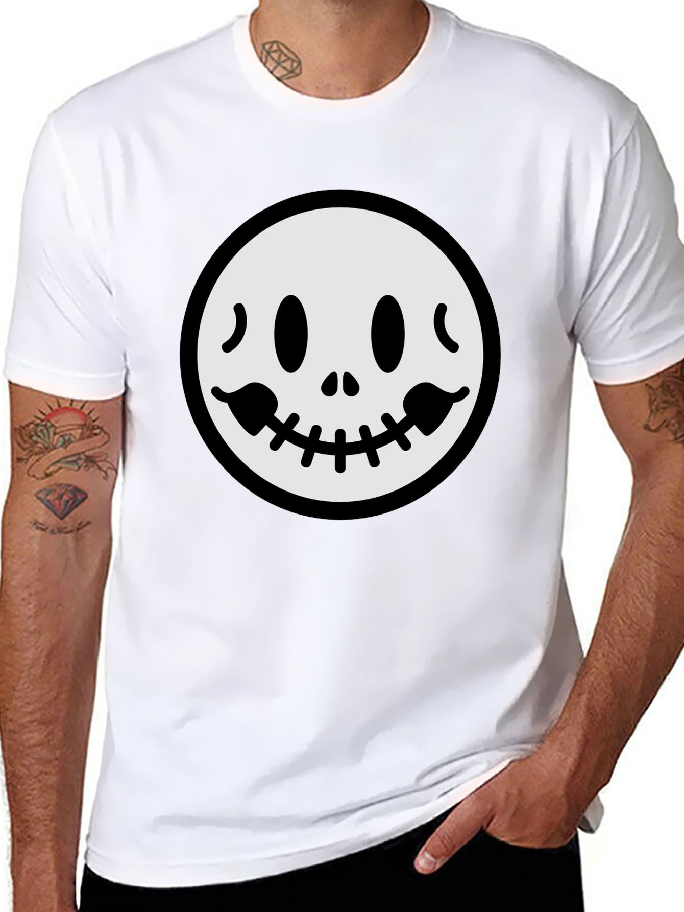 Spooky Smile Graphic Tee - Black Cotton T-Shirt