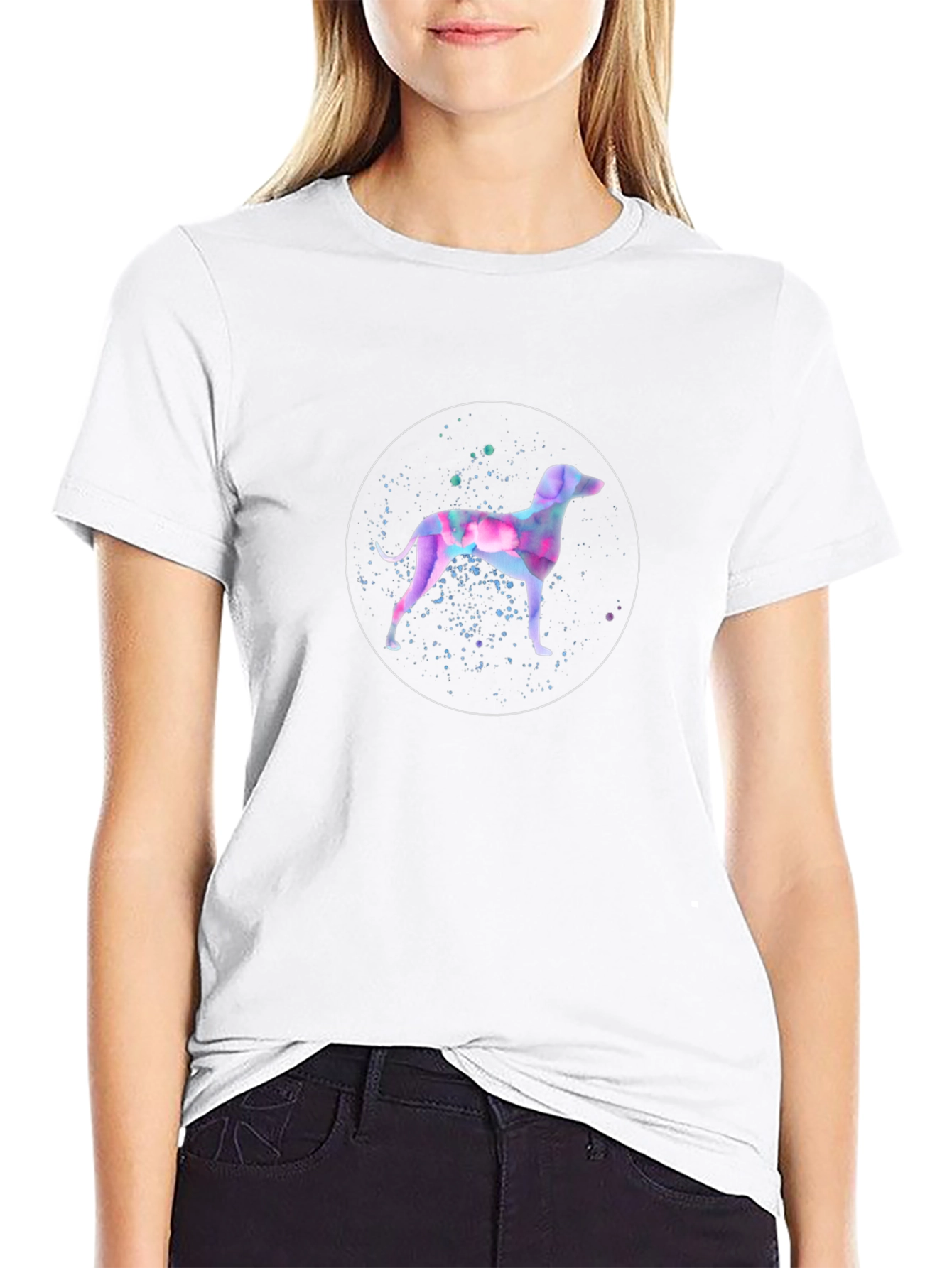 Abstract Dog Graphic Black T-Shirt