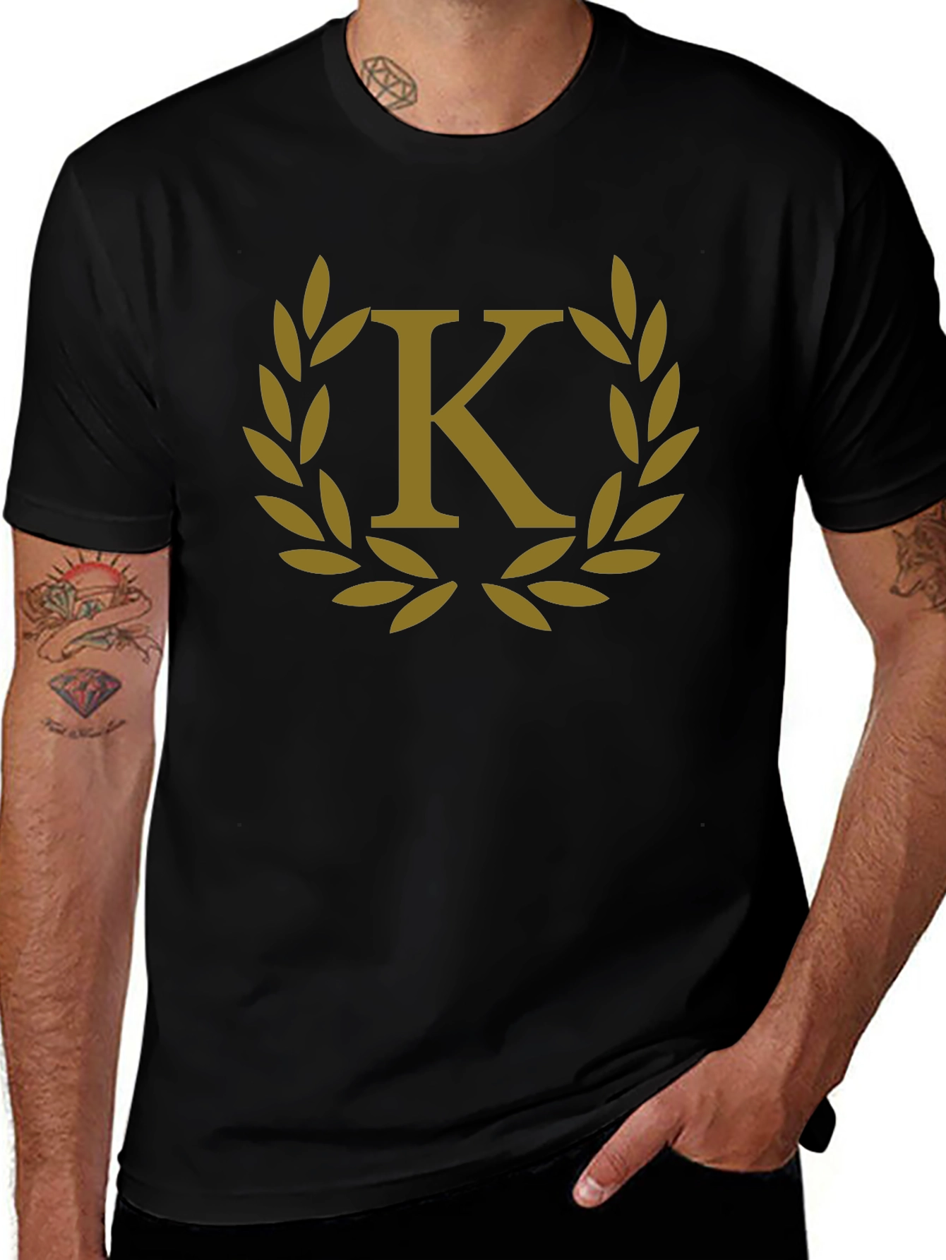 Letter K Laurel Wreath Graphic T-Shirt