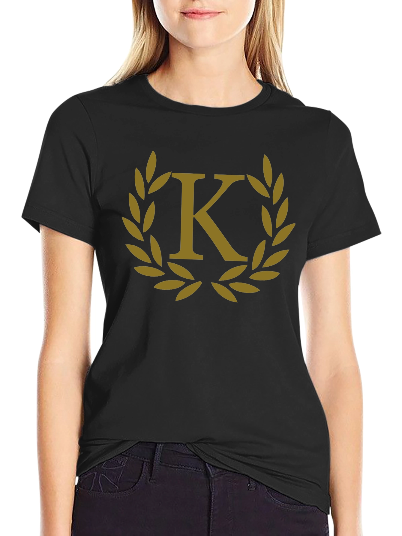 Letter K Laurel Wreath Graphic T-Shirt