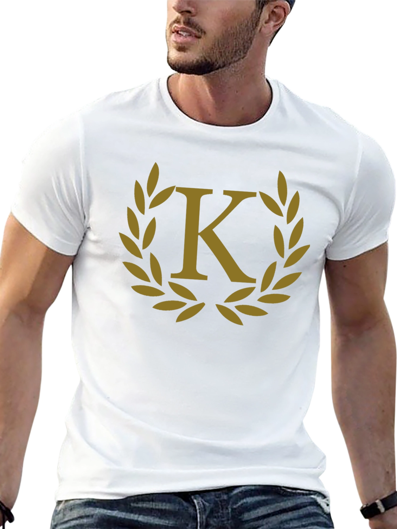 Letter K Laurel Wreath Graphic T-Shirt