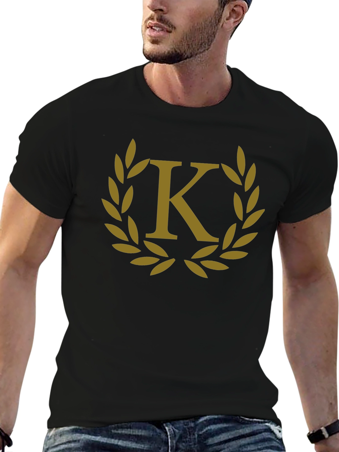 Letter K Laurel Wreath Graphic T-Shirt