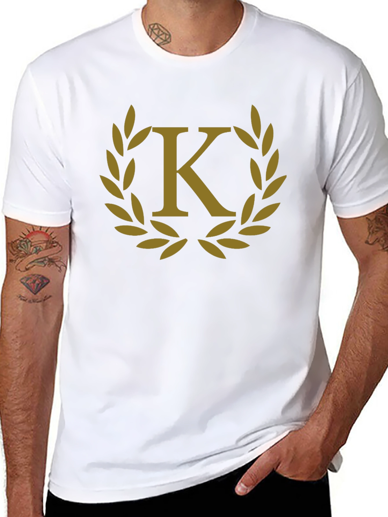 Letter K Laurel Wreath Graphic T-Shirt