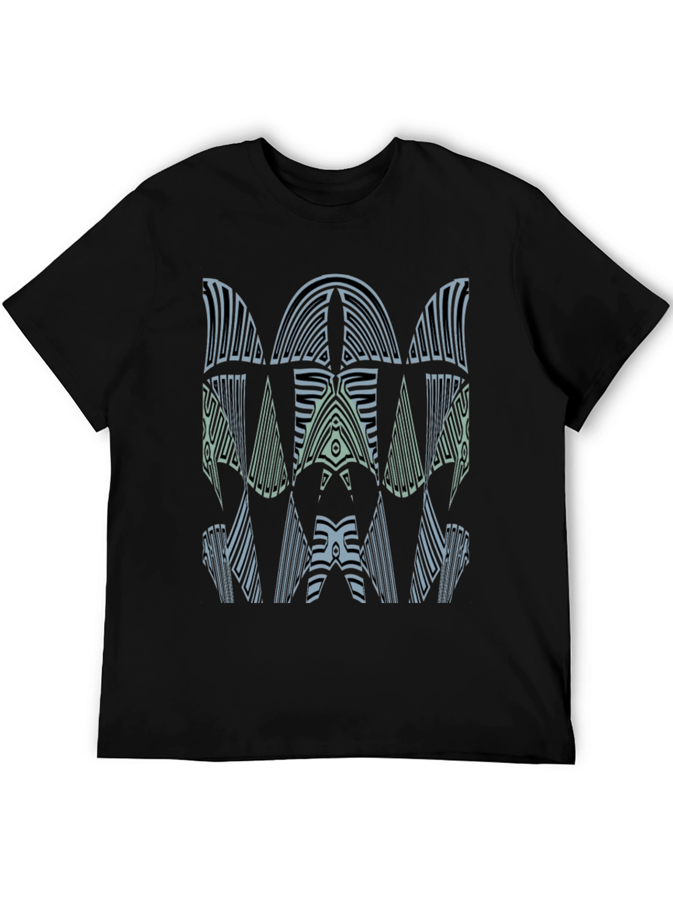 Abstract Graphic Print Mens Black Tee