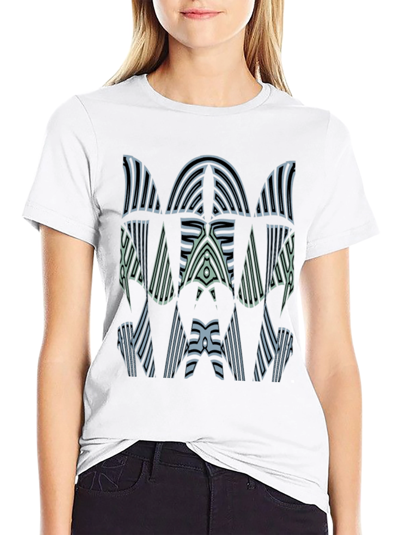 Abstract Graphic Print Mens Black Tee