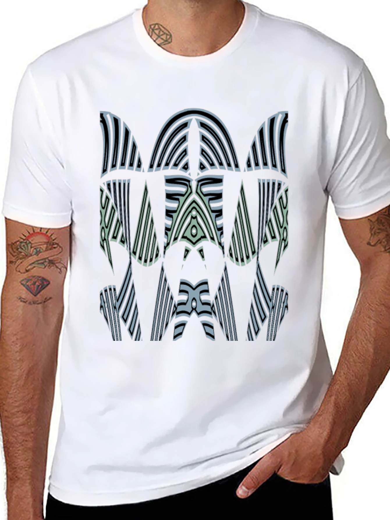 Abstract Graphic Print Mens Black Tee