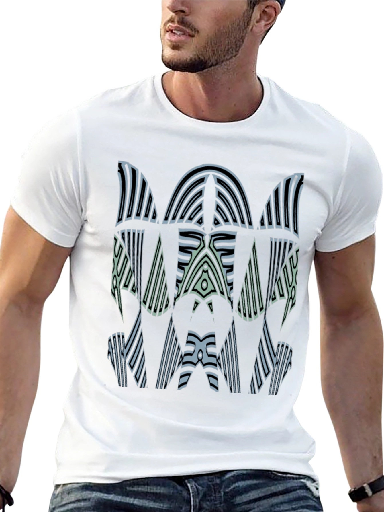 Abstract Graphic Print Mens Black Tee