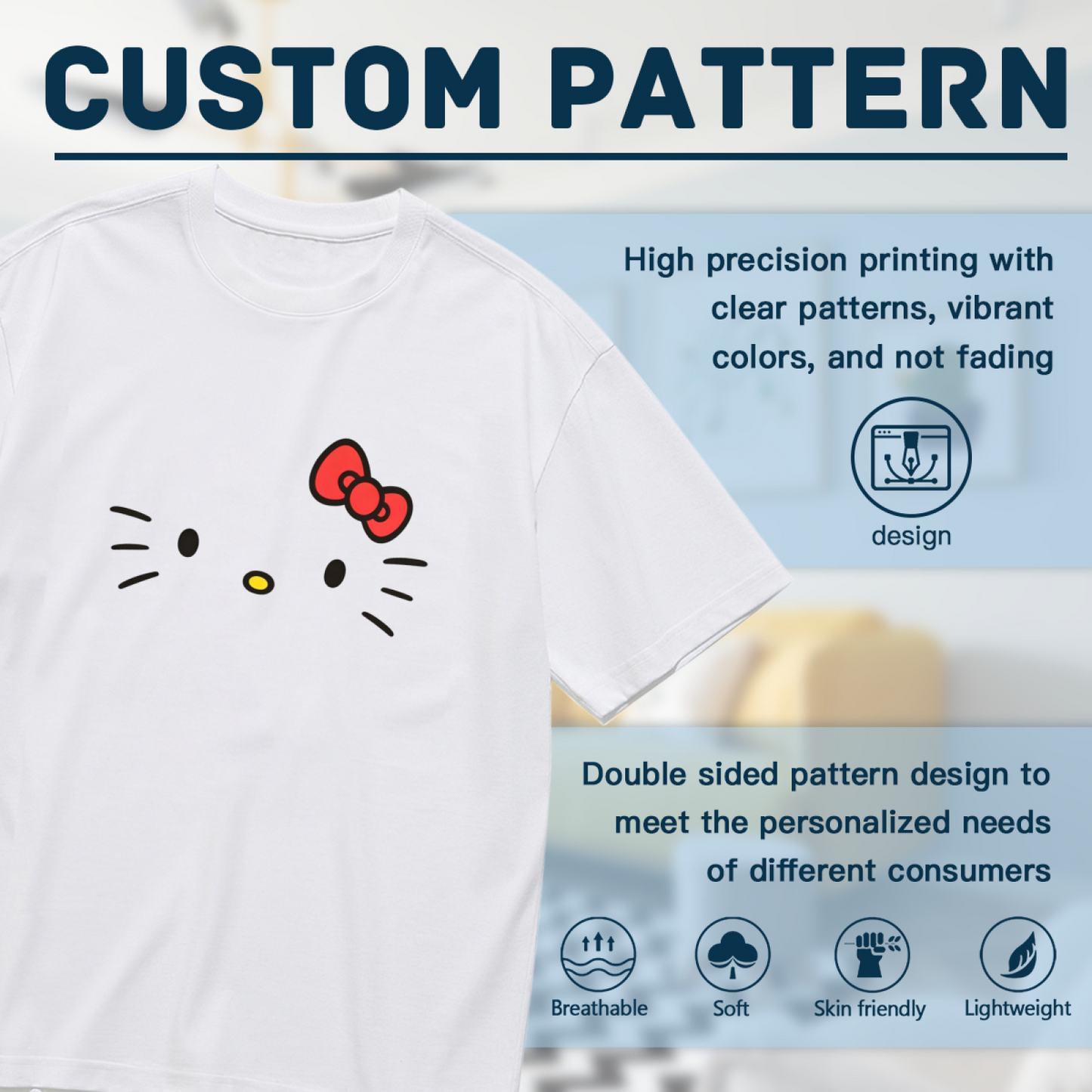 Minimalist Hello Kitty Face Red Bow Plus Size Women Casual Tee